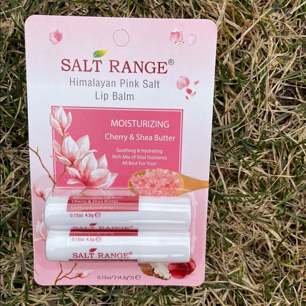 new himalayan pink salt set of 2 cherry and shea butter lip balm